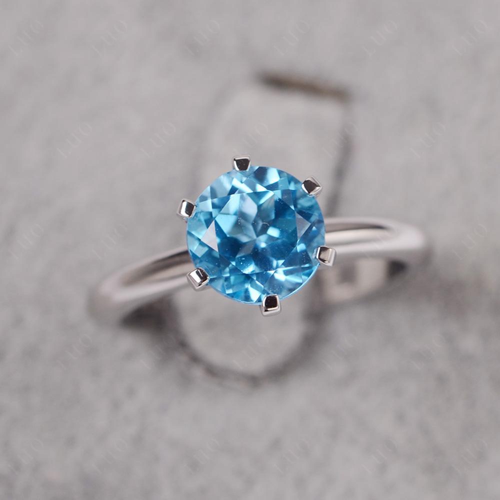 Swiss Blue Topaz Cathedral Engagement Ring - LUO Jewelry