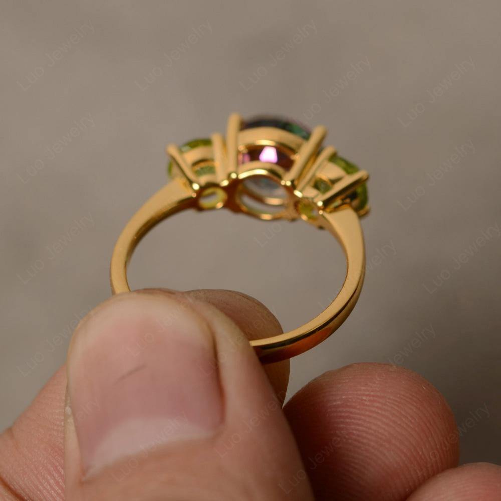 3 Stone Ring Mystic Topaz Engagement Ring - LUO Jewelry