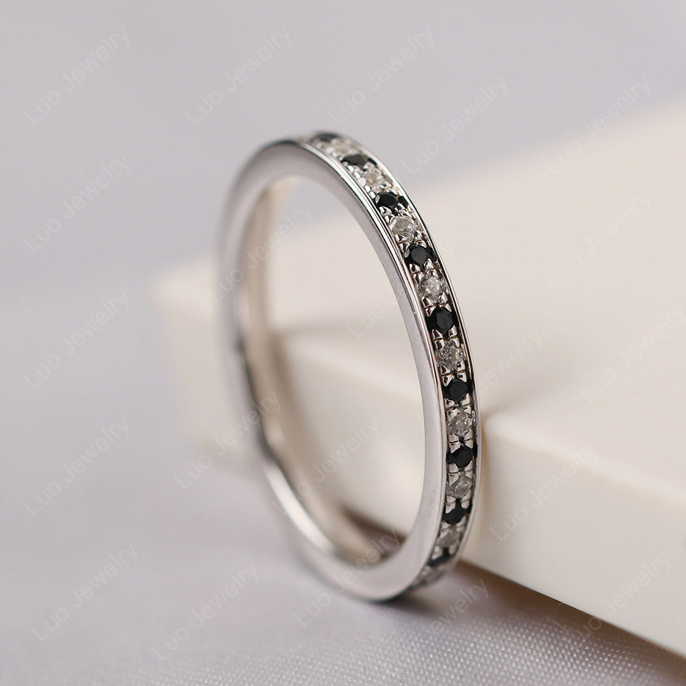 Black Spinel And Cubic Zirconia Eternity Band Ring - LUO Jewelry