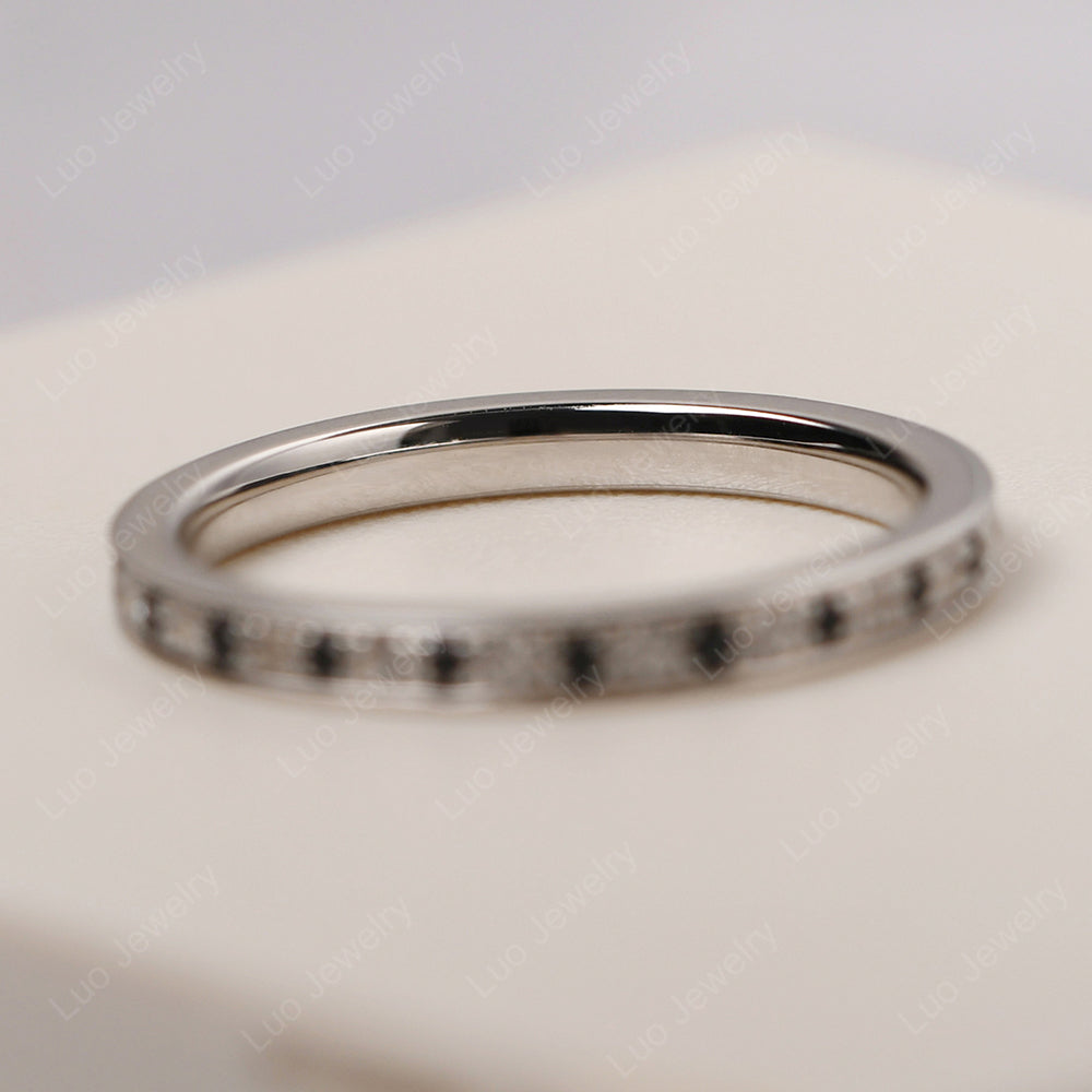 Black Spinel And Cubic Zirconia Eternity Band Ring - LUO Jewelry