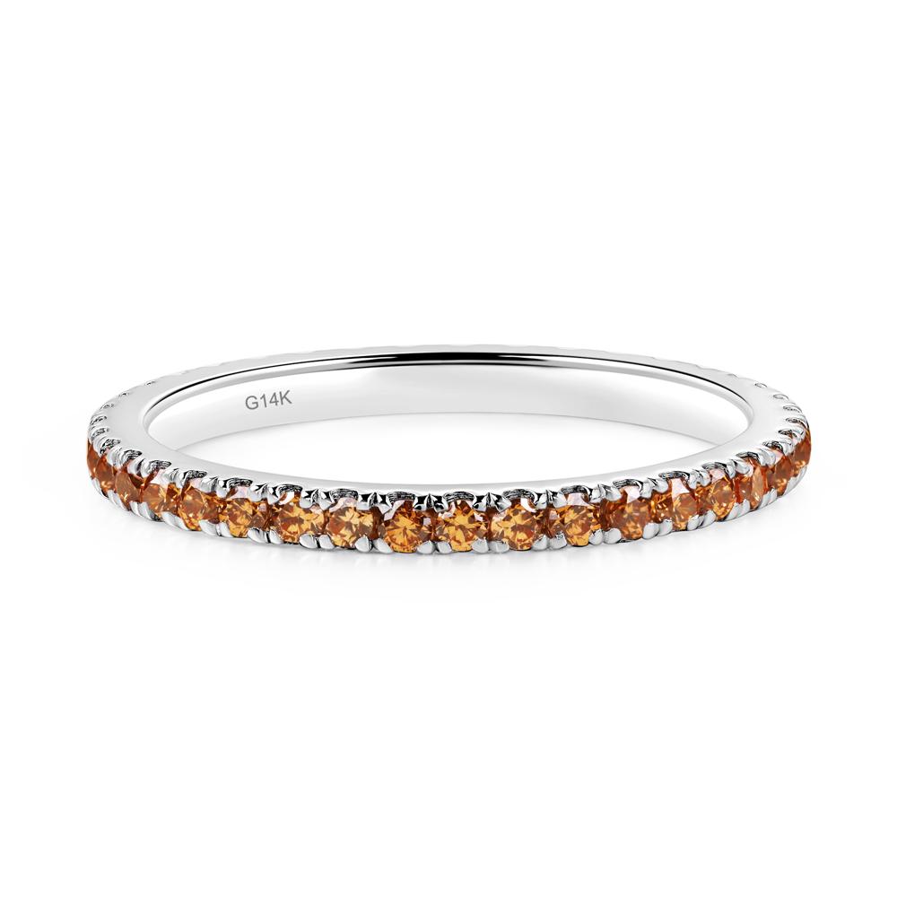 Champagne Cubic Zirconia Pave Eternity Ring - LUO Jewelry #metal_14k white gold