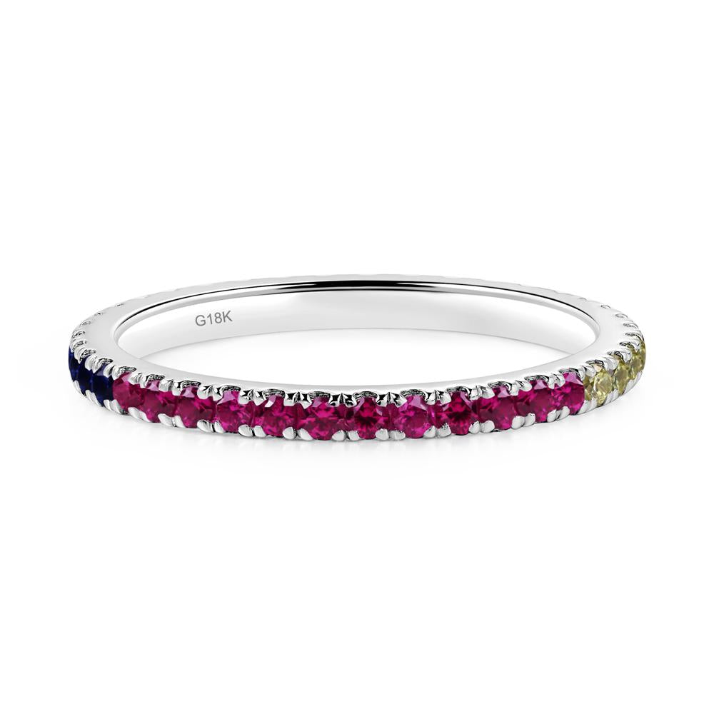 Cubic Zirconia and Ruby and Sapphire Pave Eternity Ring - LUO Jewelry #metal_18k white gold
