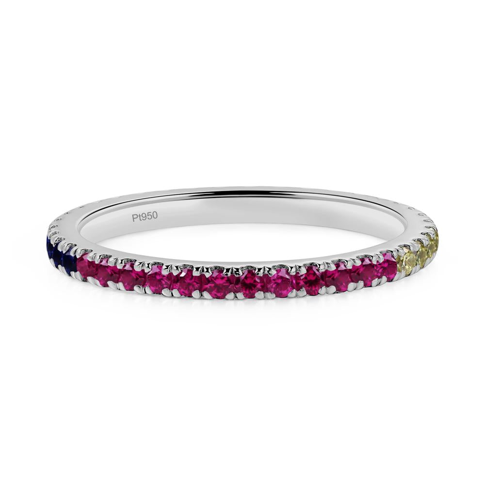 Cubic Zirconia and Ruby and Sapphire Pave Eternity Ring - LUO Jewelry #metal_platinum