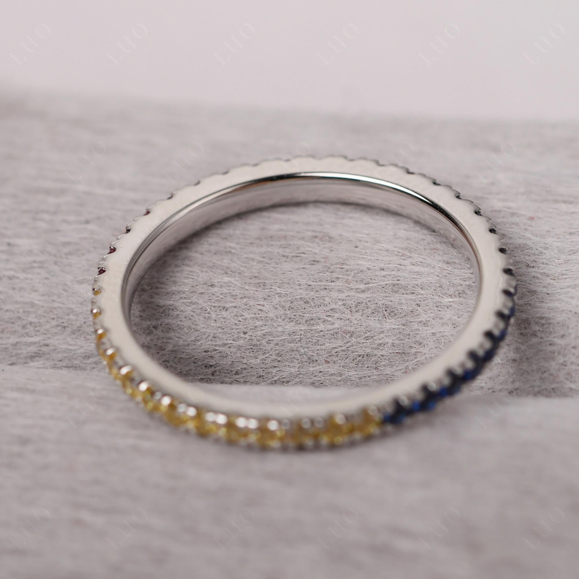 Cubic Zirconia and Ruby and Sapphire Pave Eternity Ring - LUO Jewelry