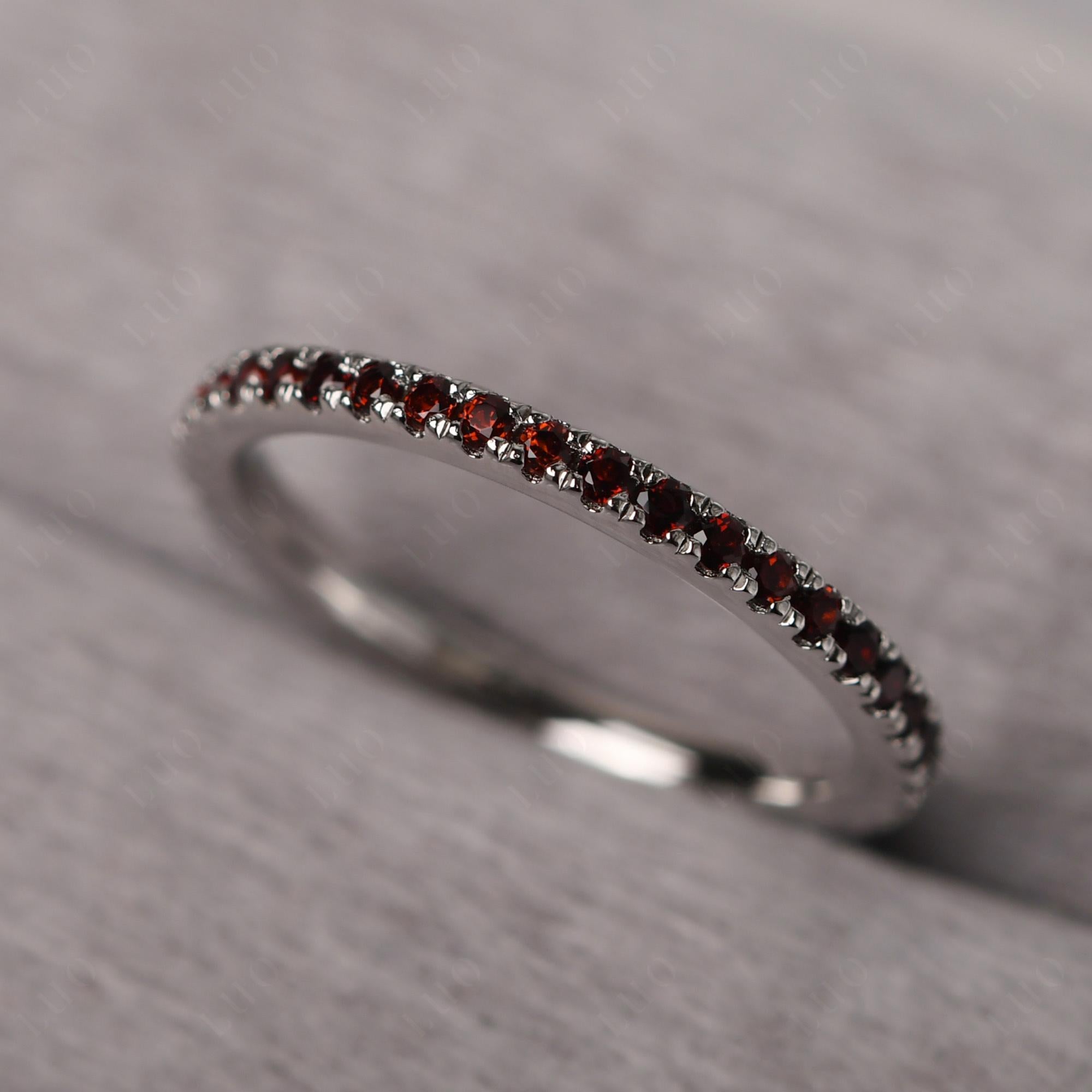 Garnet Pave Eternity Ring - LUO Jewelry