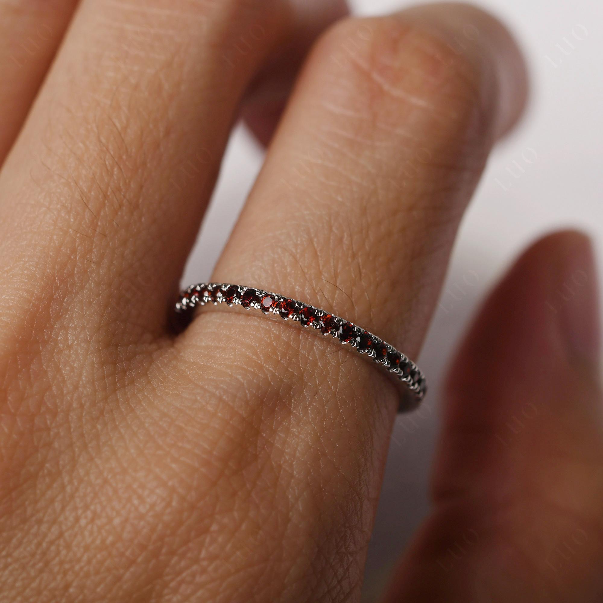 Garnet Pave Eternity Ring - LUO Jewelry