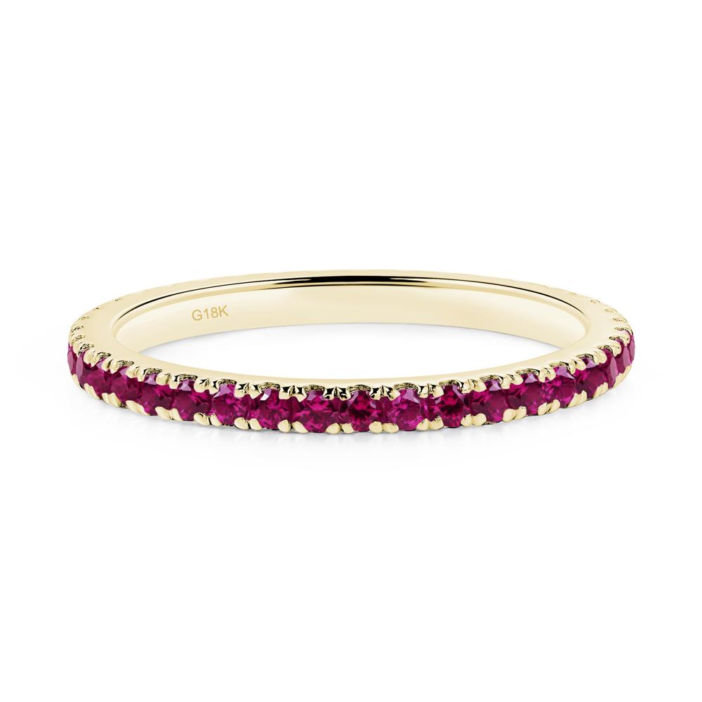 Lab Created Ruby Pave Eternity Ring - LUO Jewelry #metal_18k yellow gold