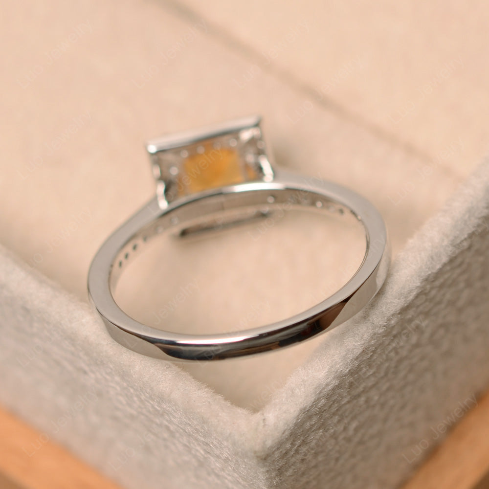 Square Cut Citrine Halo Engagement Ring - LUO Jewelry