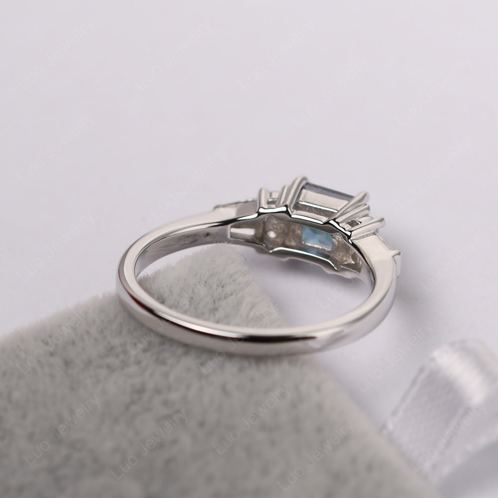 Art Deco Princess Cut Alexandrite Wedding Ring - LUO Jewelry