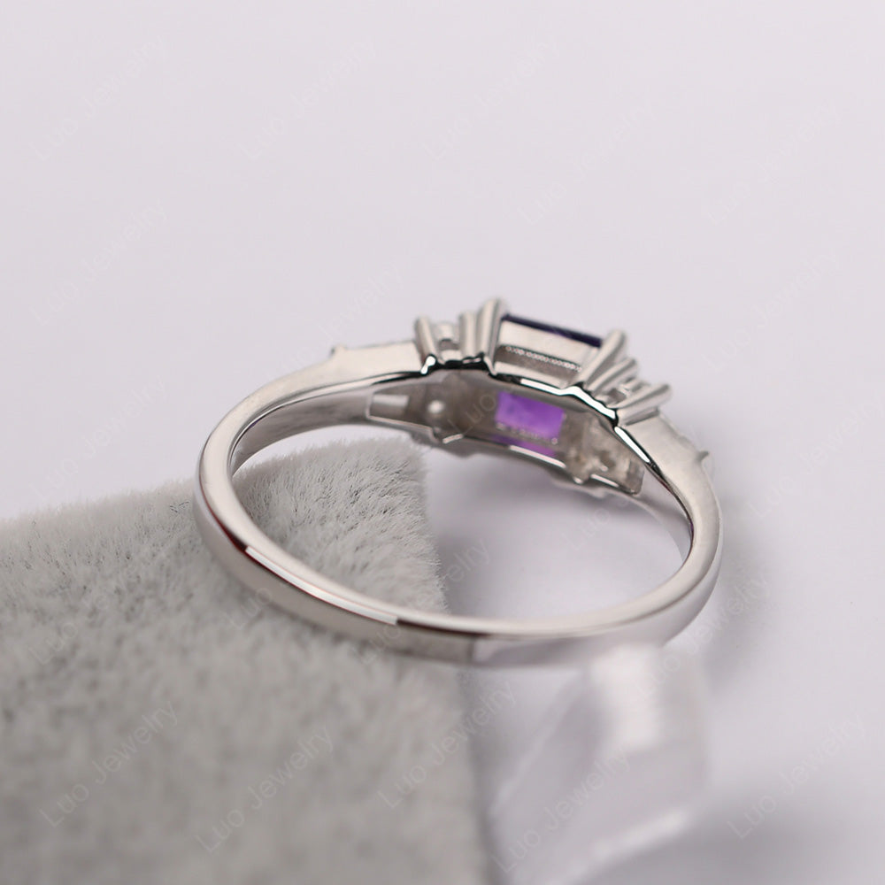 Art Deco Princess Cut Amethyst Wedding Ring - LUO Jewelry