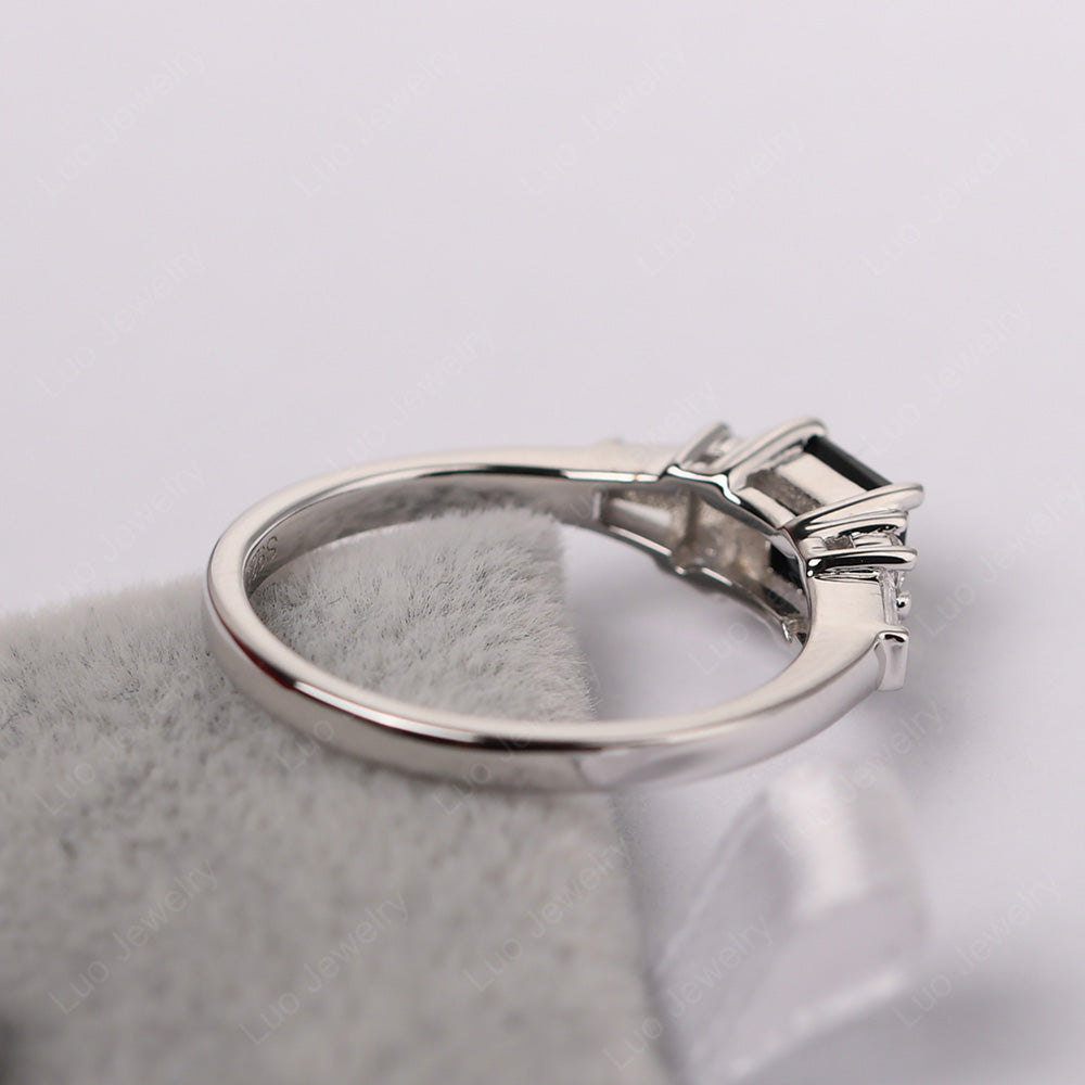 Art Deco Princess Cut Black Spinel Wedding Ring - LUO Jewelry