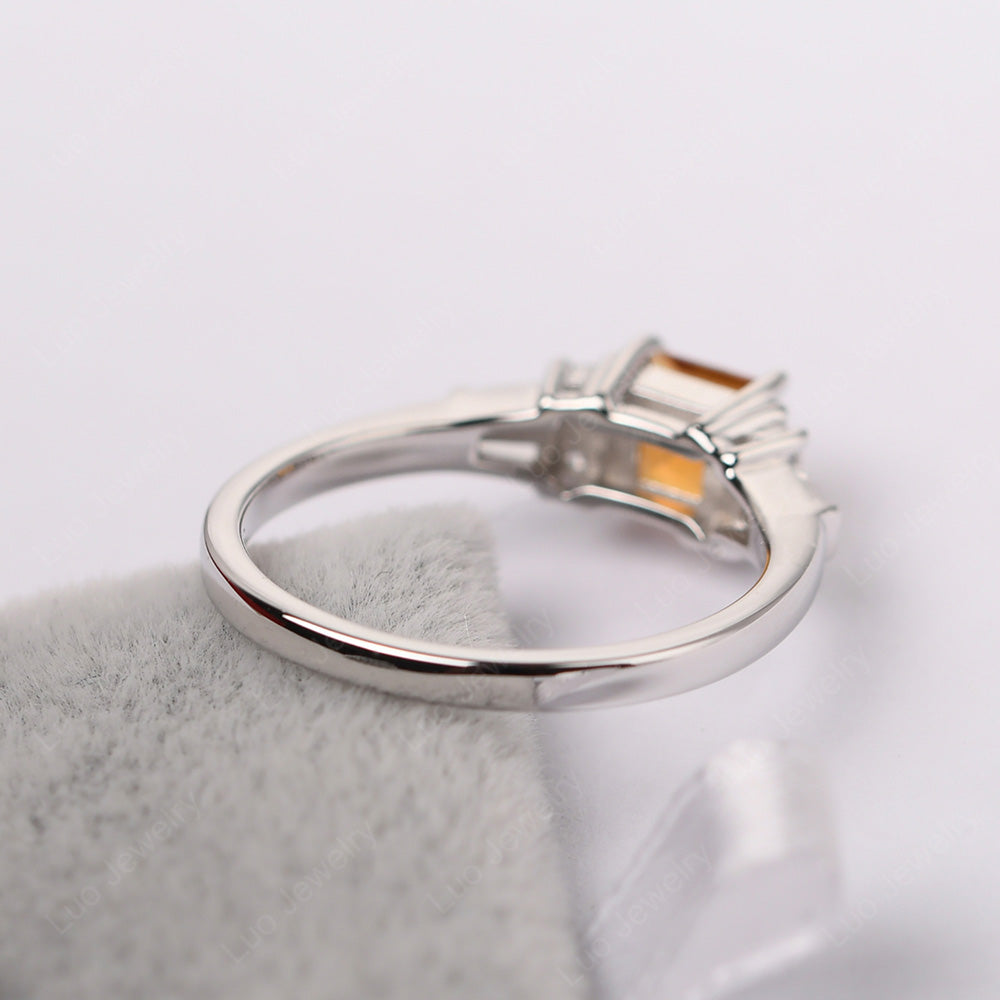 Art Deco Square Cut Citrine Wedding Ring - LUO Jewelry