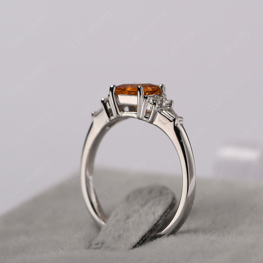 Art Deco Square Cut Citrine Wedding Ring - LUO Jewelry