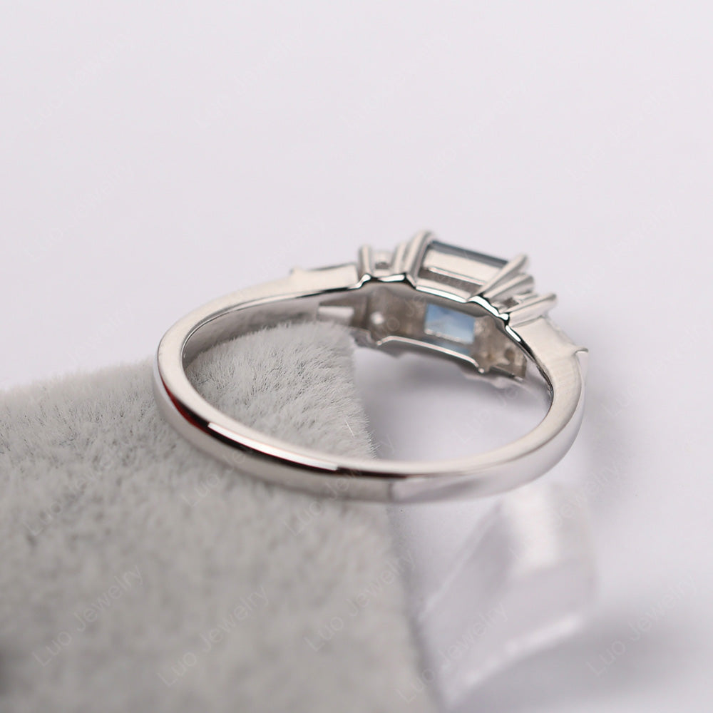 Art Deco Princess Cut London Blue Topaz Wedding Ring - LUO Jewelry