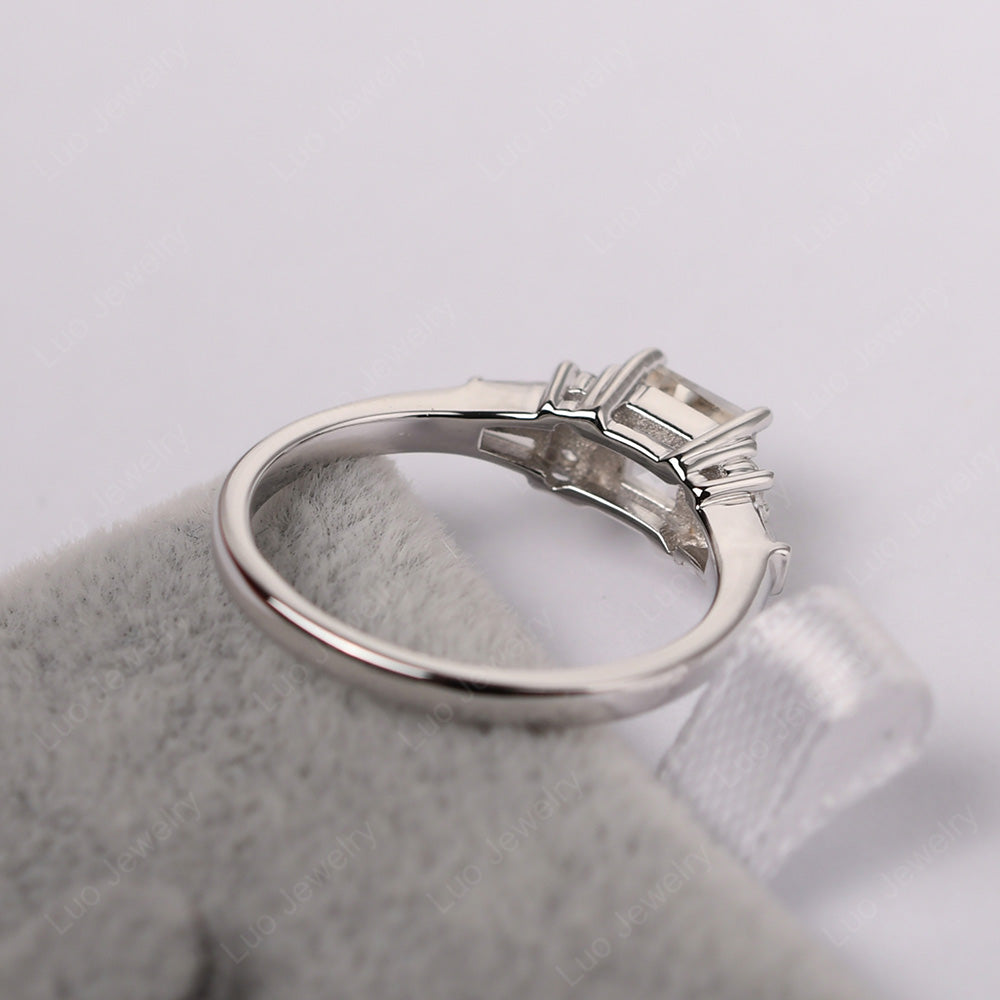 Art Deco Princess Cut Moonstone Wedding Ring - LUO Jewelry