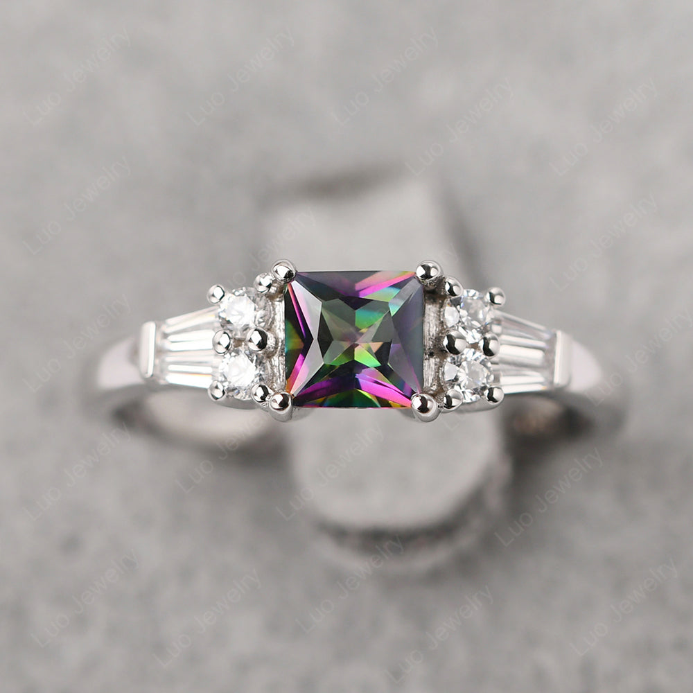 Art Deco Princess Cut Mystic Topaz Wedding Ring - LUO Jewelry