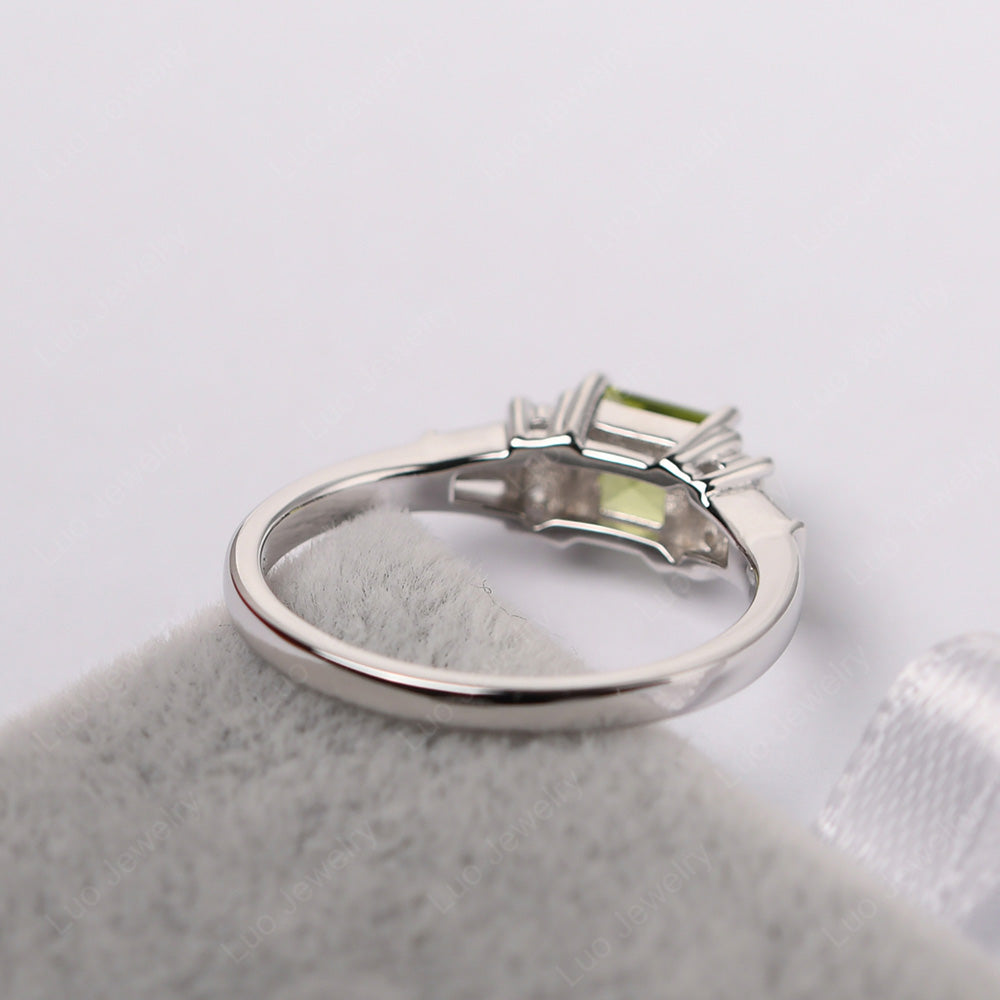 Art Deco Square Cut Peridot Wedding Ring - LUO Jewelry