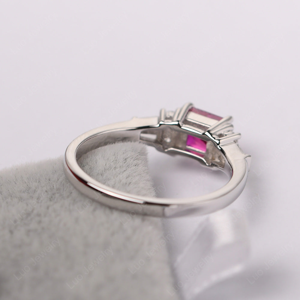 Art Deco Princess Cut Ruby Wedding Ring - LUO Jewelry