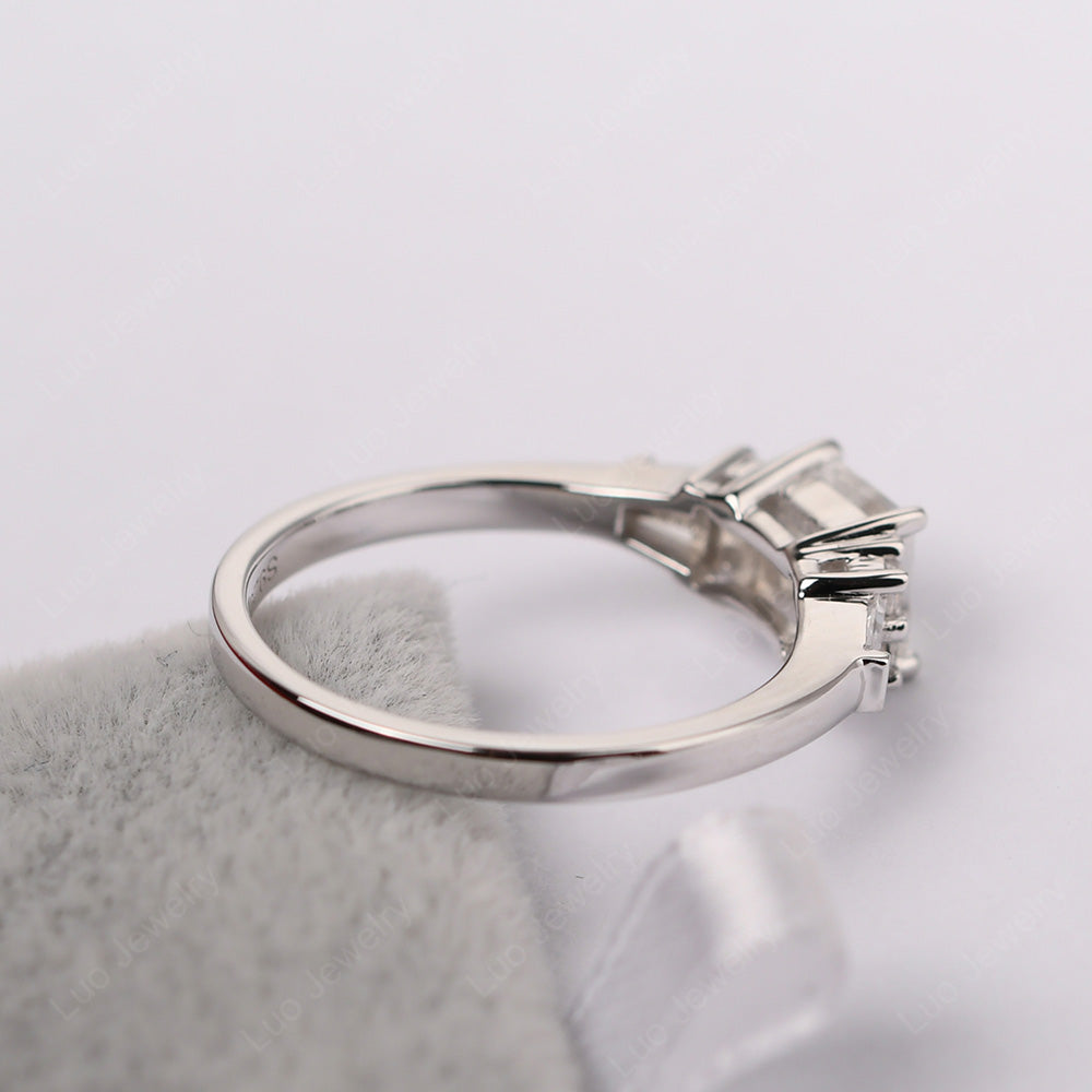 Art Deco Square Cut White Topaz Wedding Ring - LUO Jewelry