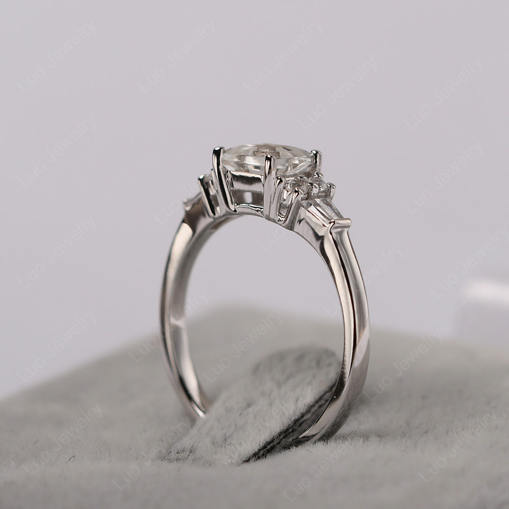 Art Deco Square Cut White Topaz Wedding Ring - LUO Jewelry