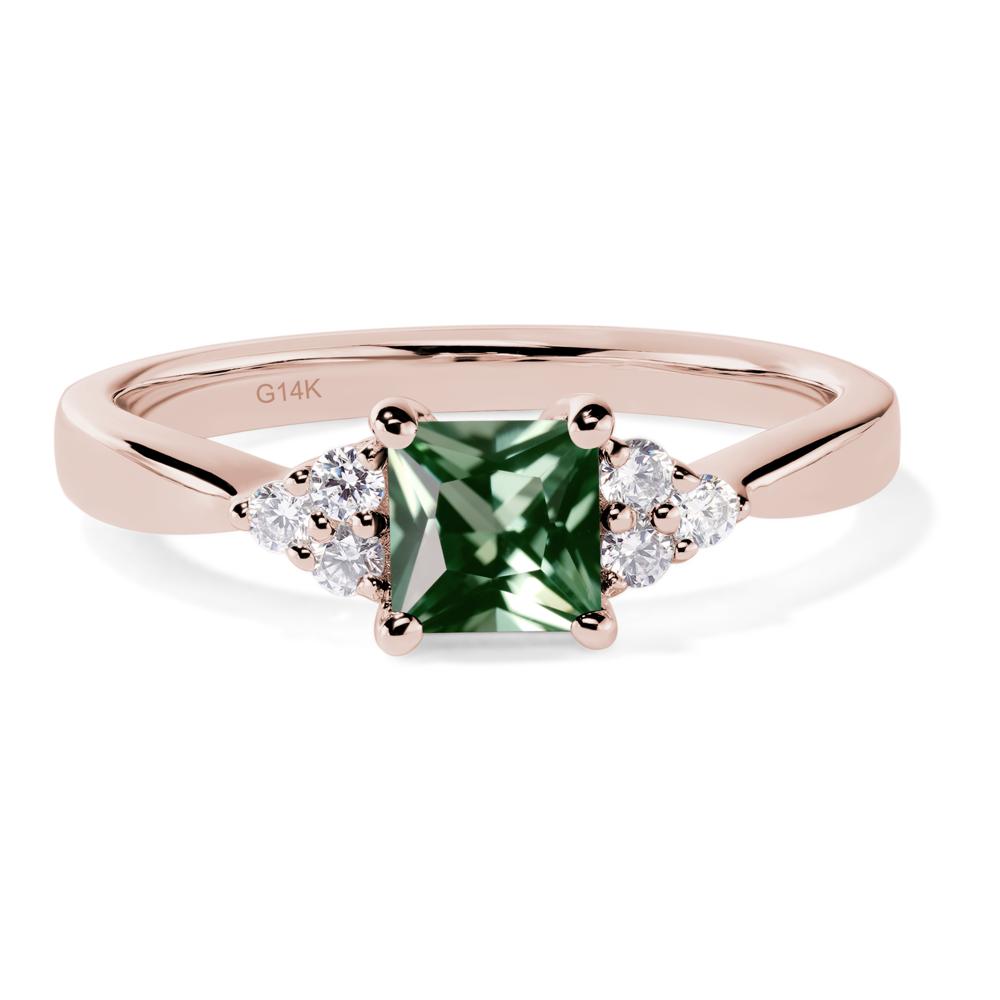 Princess Cut Green Sapphire Petite Ring - LUO Jewelry #metal_14k rose gold