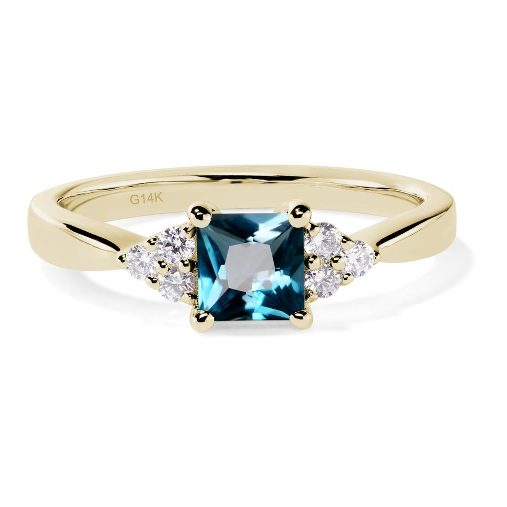 Princess Cut London Blue Topaz Petite Ring - LUO Jewelry #metal_14k yellow gold