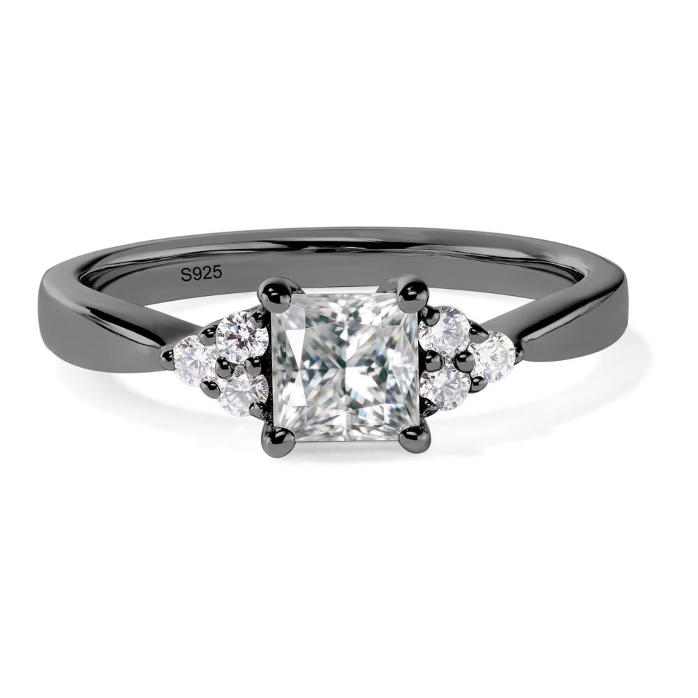 Princess Cut Moissanite Petite Ring - LUO Jewelry #metal_black finish sterling silver