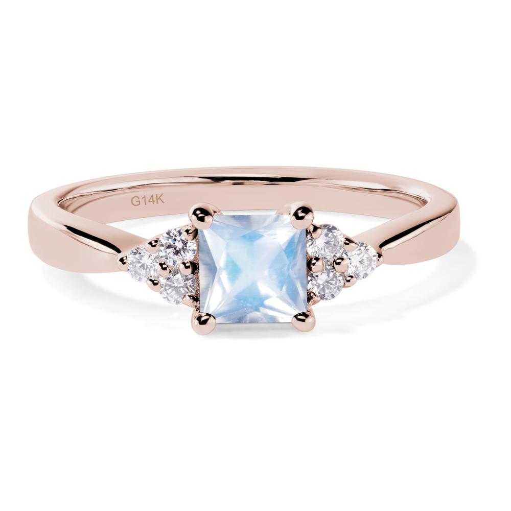 Princess Cut Moonstone Petite Ring - LUO Jewelry #metal_14k rose gold