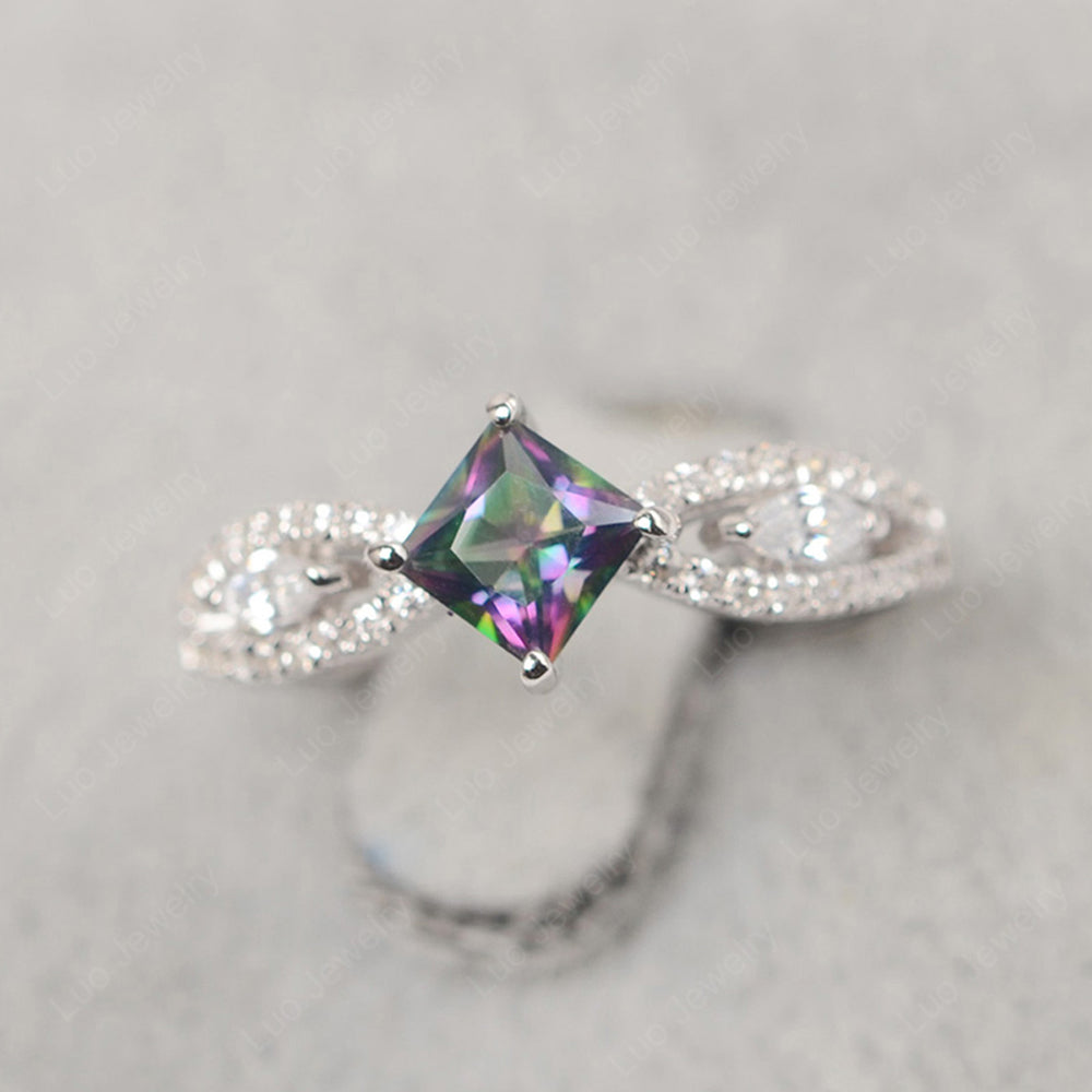 Vintage Princess Cut Mystic Topaz Ring Rose Gold - LUO Jewelry