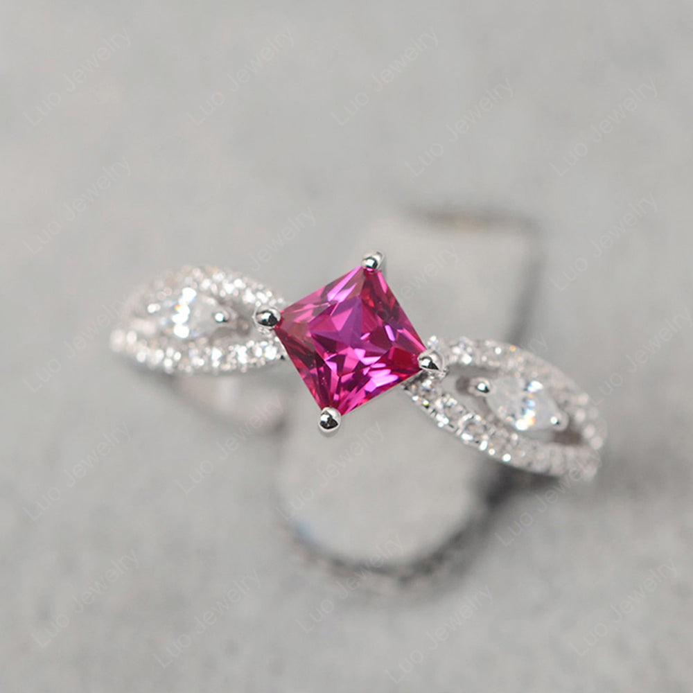 Vintage Princess Cut Ruby Ring Rose Gold - LUO Jewelry