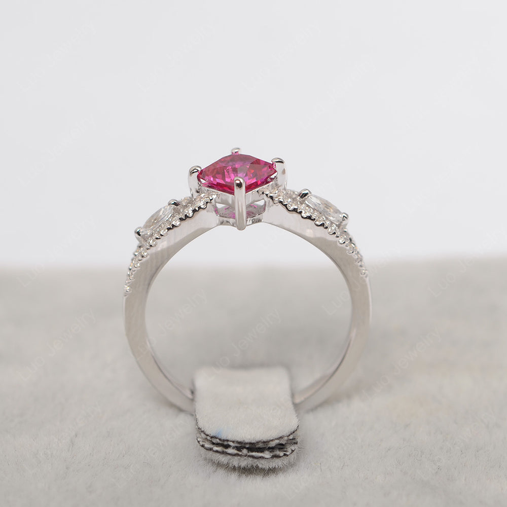 Vintage Princess Cut Ruby Ring Rose Gold - LUO Jewelry