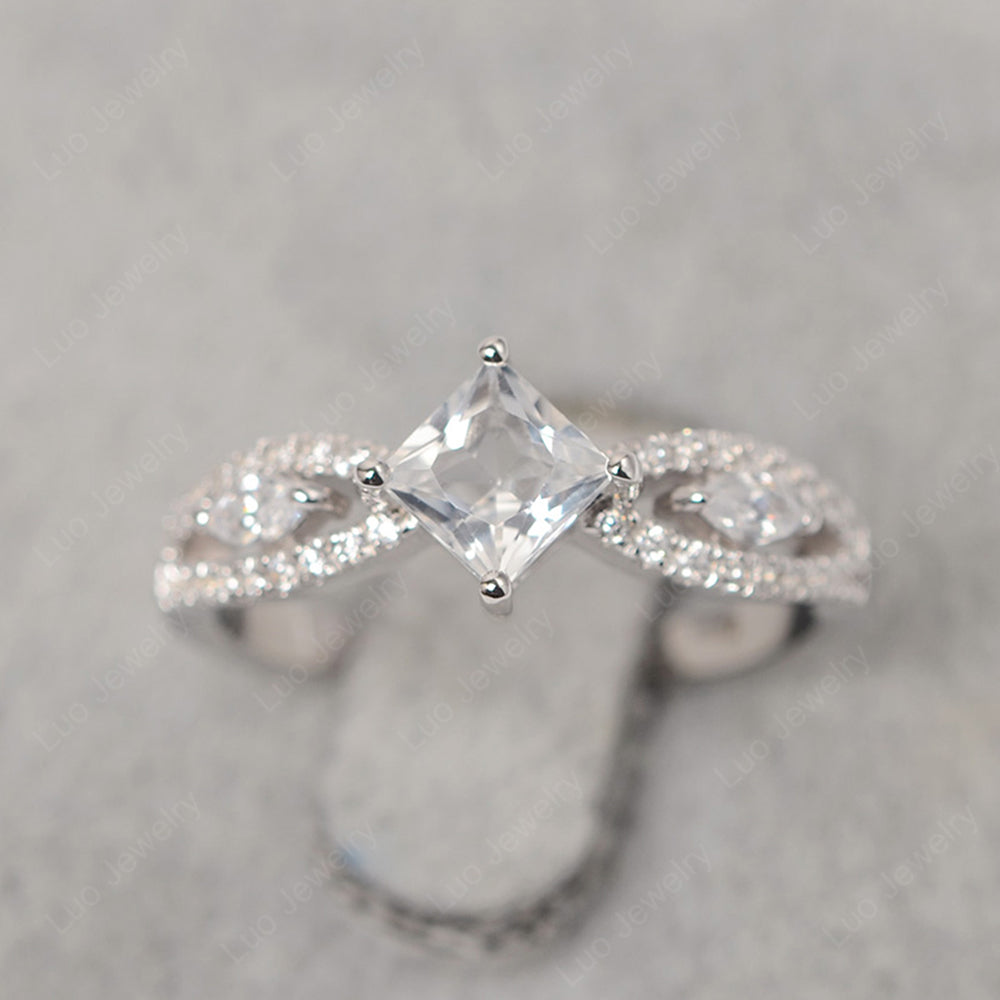 Vintage Princess Cut White Topaz Ring Rose Gold - LUO Jewelry