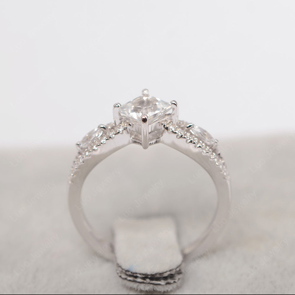 Vintage Princess Cut White Topaz Ring Rose Gold - LUO Jewelry