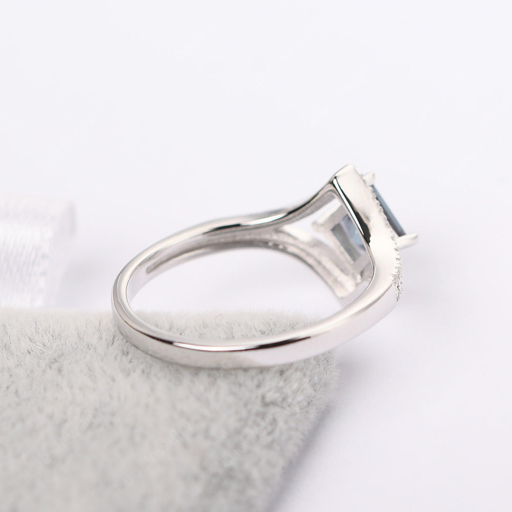 Princess Cut Alexandrite Kite Set Engagement Ring - LUO Jewelry