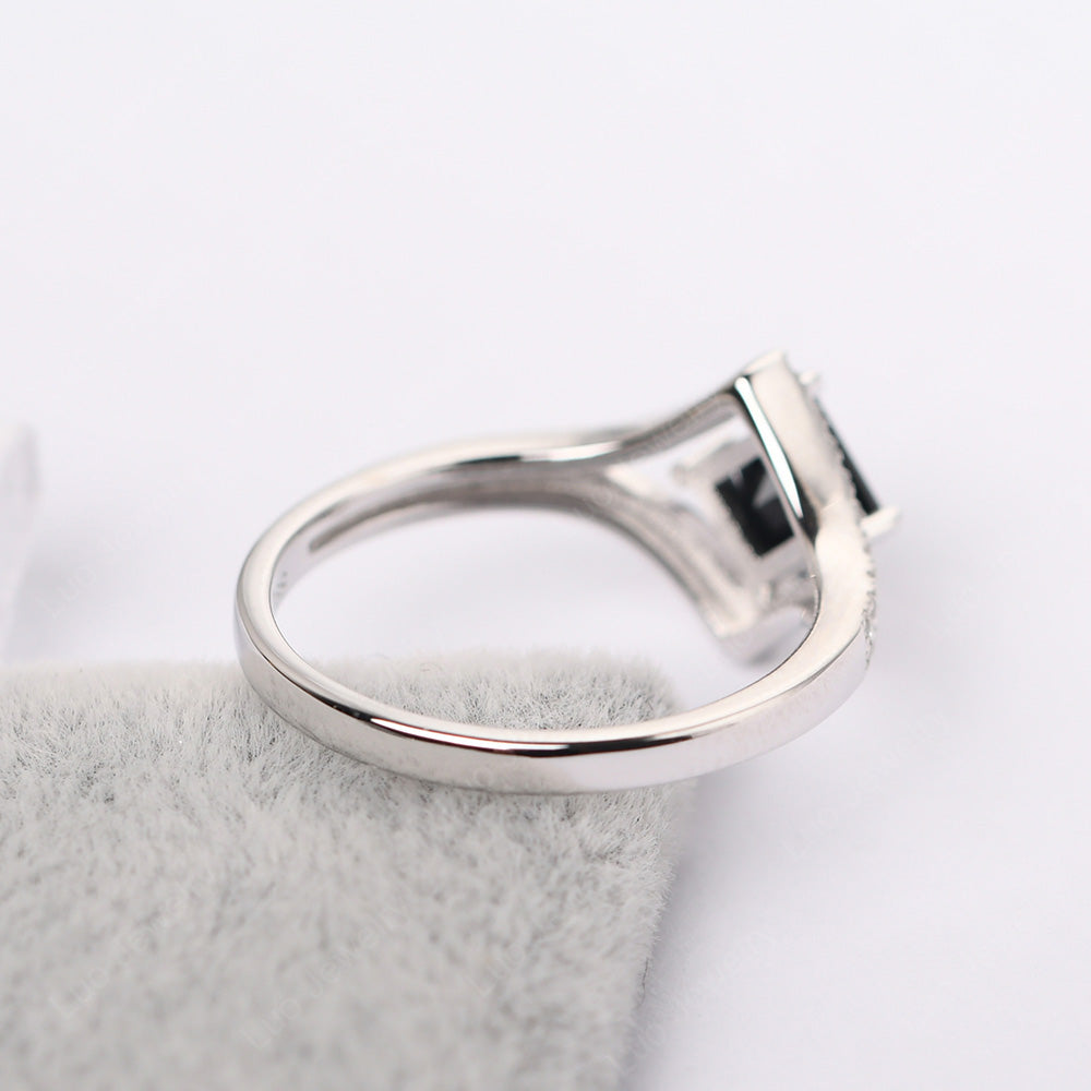 Princess Cut Black Stone Kite Set Engagement Ring - LUO Jewelry