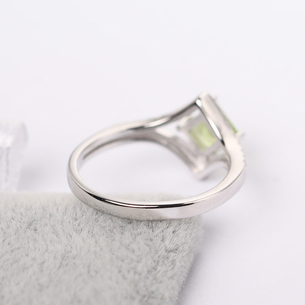 Square Cut Peridot Kite Set Engagement Ring - LUO Jewelry
