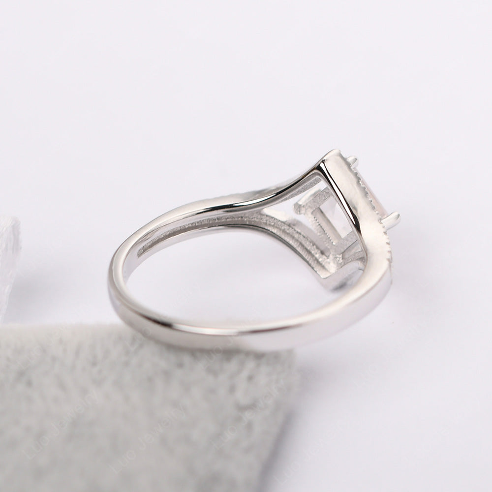 Square Cut Rose Quartz Kite Set Engagement Ring - LUO Jewelry