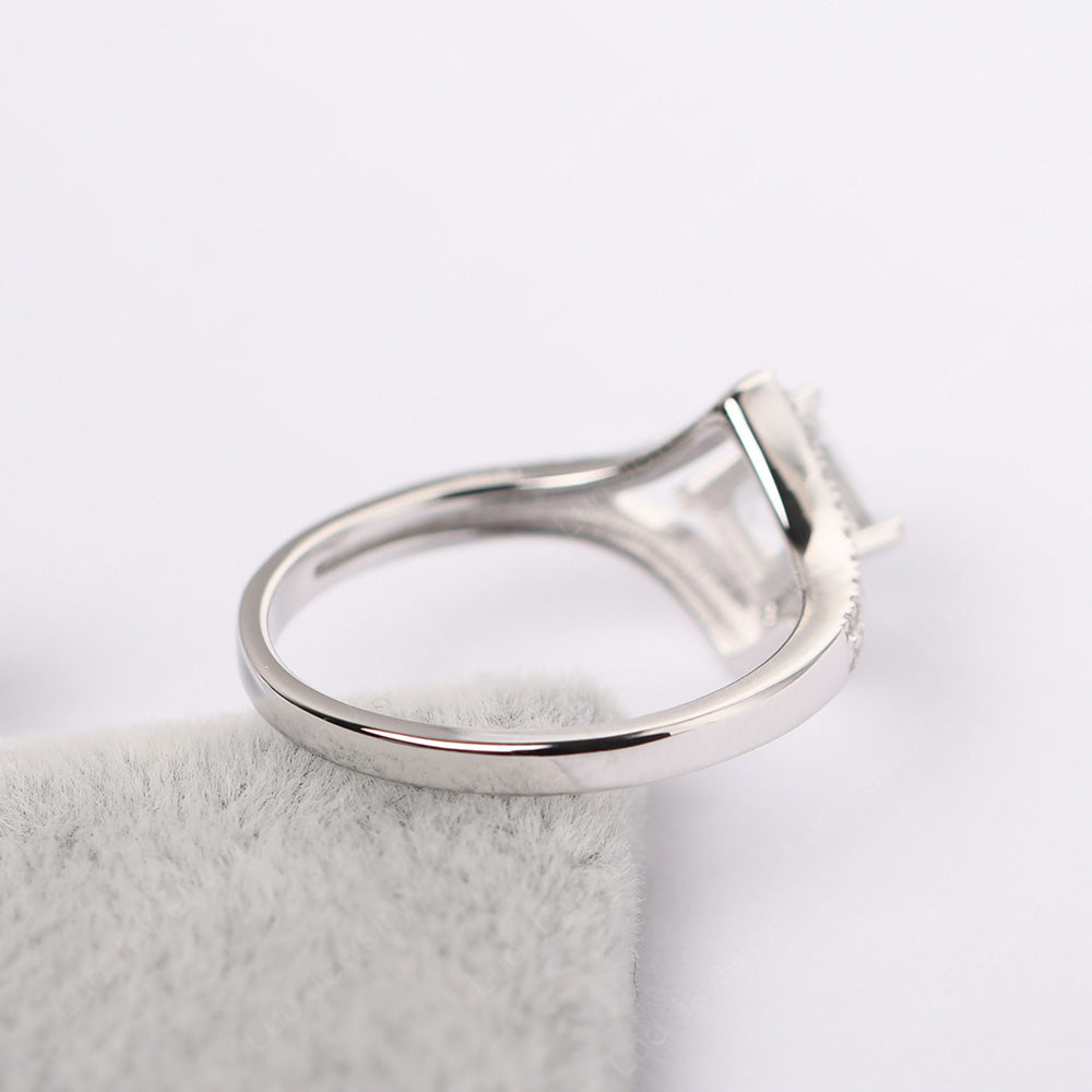 Square Cut White Topaz Kite Set Engagement Ring - LUO Jewelry