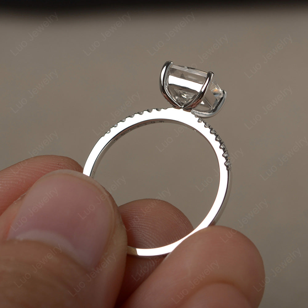 Princess Cut White Topaz Ring With Thin Band - LUO Jewelry