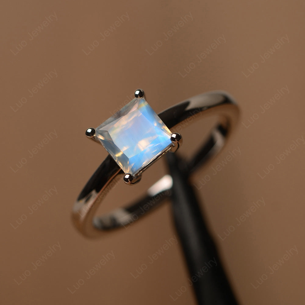 Princess Cut Solitaire Moonstone Promise Ring - LUO Jewelry