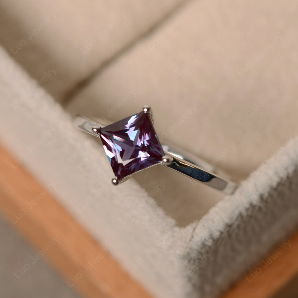 alexandrite engagement ring princess cut - LUO Jewelry