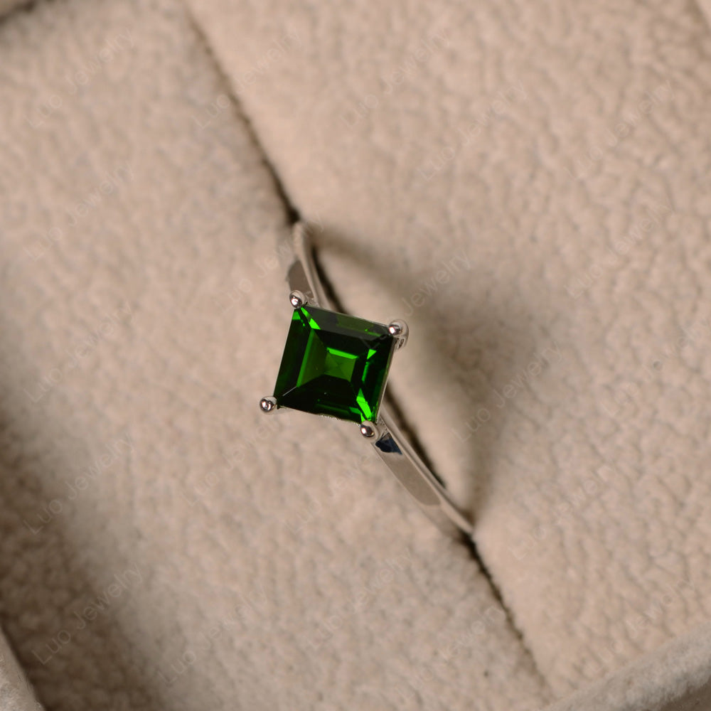 Square Diopside Solitaire Engagement Ring - LUO Jewelry