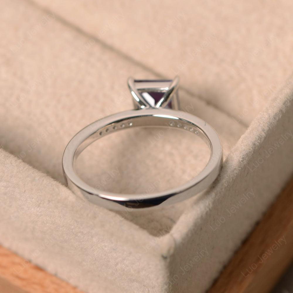 Simple Princess Cut Alexandrite Wedding Ring - LUO Jewelry