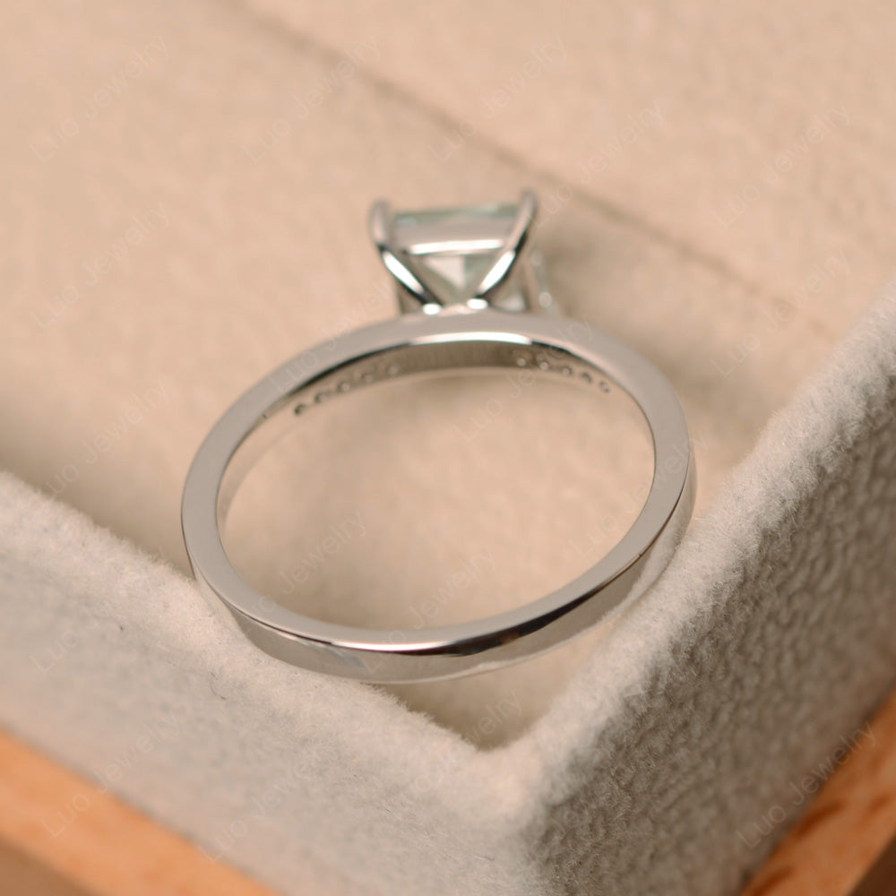 Simple Princess Cut Aquamarine Wedding Ring - LUO Jewelry