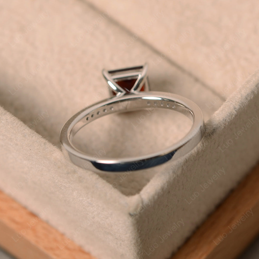 Simple Princess Cut Garnet Wedding Ring - LUO Jewelry