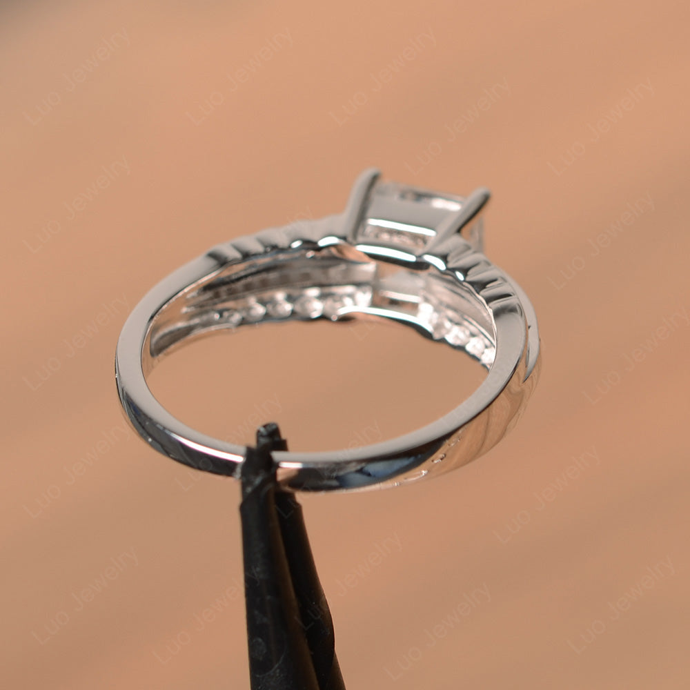 Square Cut White Topaz Art Deco Ring Silver - LUO Jewelry