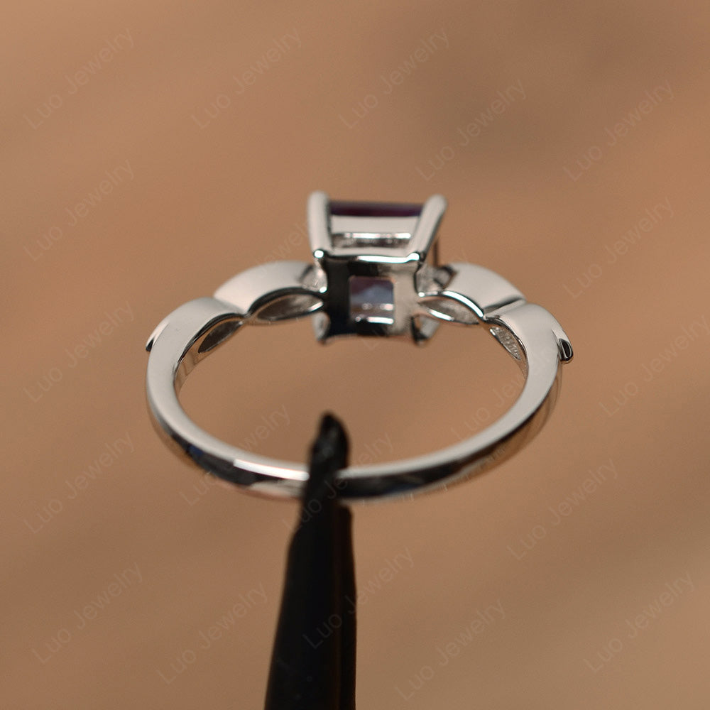 Princess Cut Alexandrite Ring White Gold - LUO Jewelry