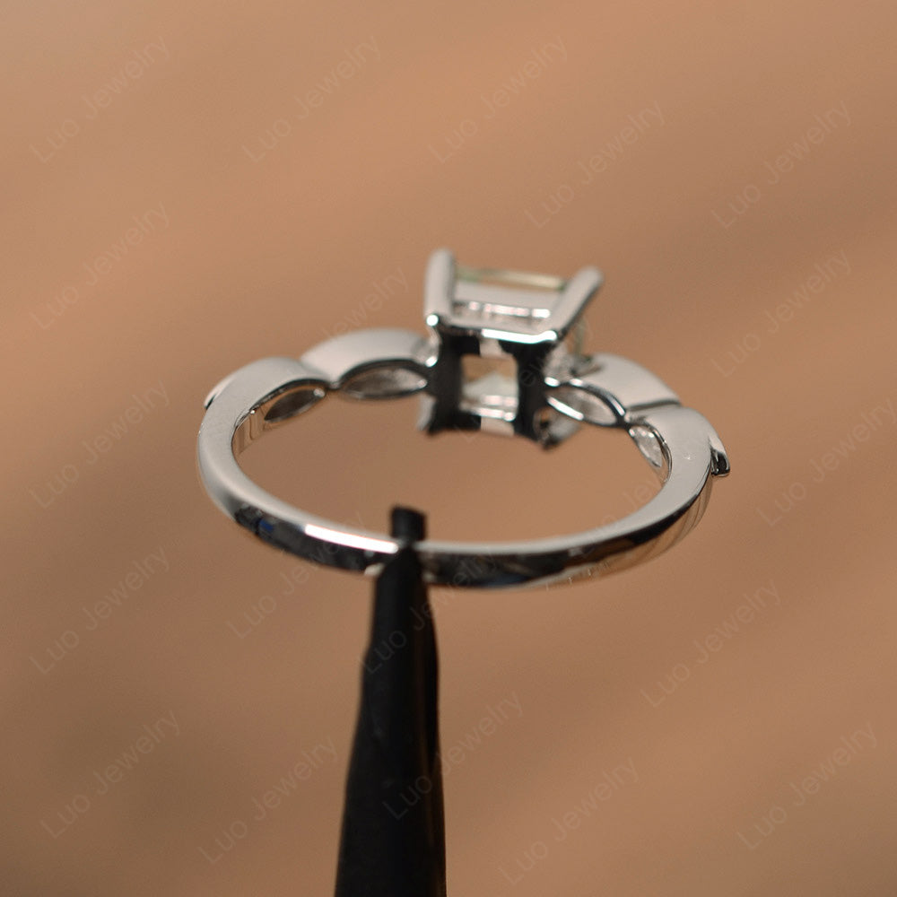 Square Cut Green Amethyst Ring White Gold - LUO Jewelry