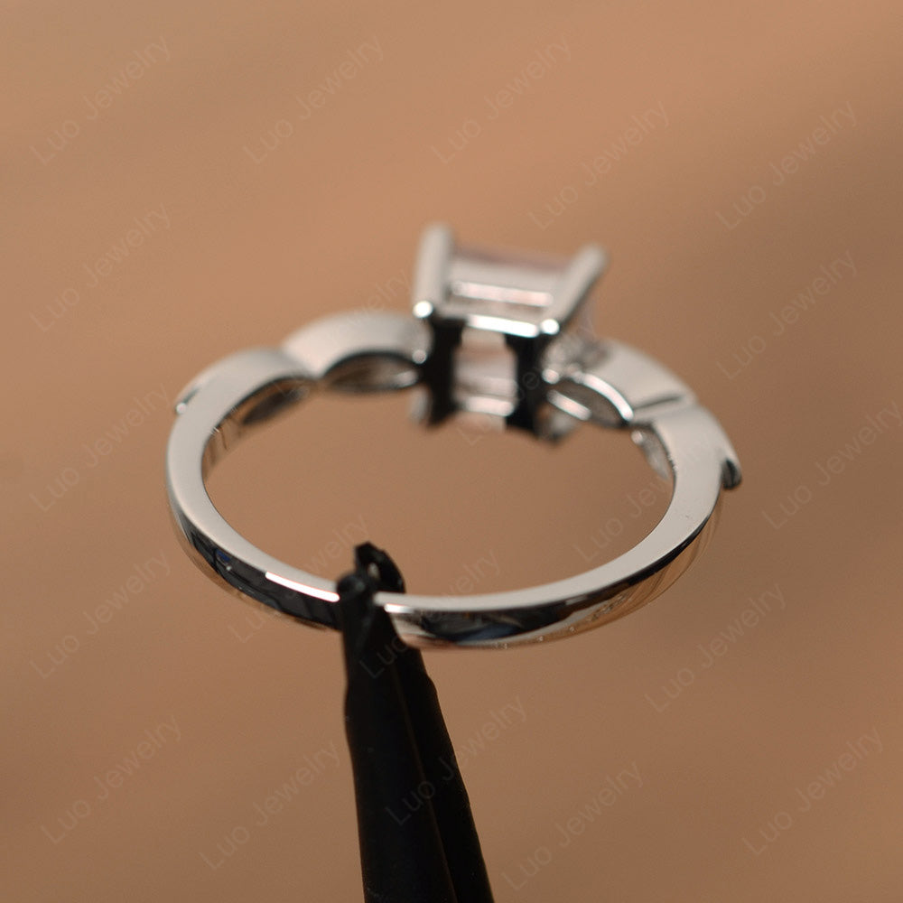 Princess Cut Rose Quartz Ring White Gold - LUO Jewelry