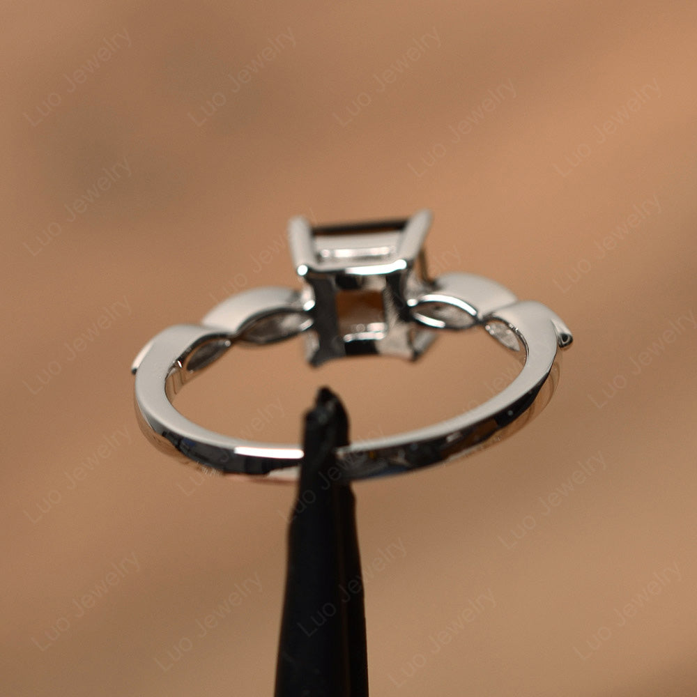 Square Cut Smoky Quartz Ring White Gold - LUO Jewelry